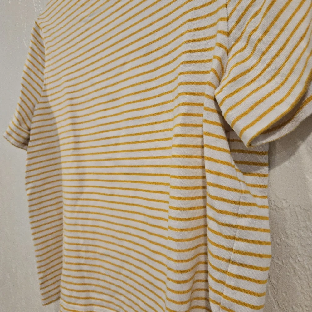 COS Striped Yellow White 100% Cotton Crew Neck Short Sleeve Women's Size L - Picture 3 of 6